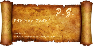 Péter Zoé névjegykártya